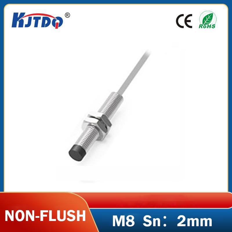 KJT M8 Sn 2mm Proximity Sensor Switch NON-Flush Inductive Detection Approach PNP NPN Normal Open Close with 2m Cable Wire