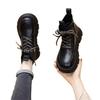 Soft Leather Thick-soled Martin Boots Women's Autumn British Wind Heightening Single Boots Black Short Boots Non-slip and Wear-resistant