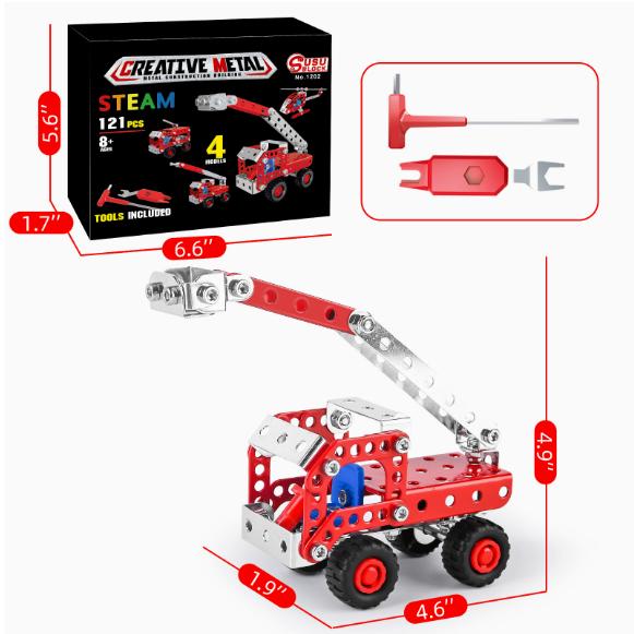 Building Blocks Toys Metal Engineering Vehicles Model Kit Block Toys 4 Models Construction Vehicles Building Sets for Kids
