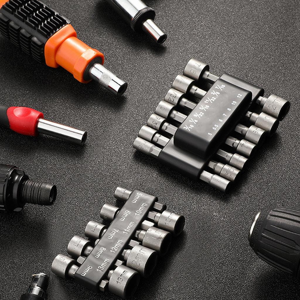 9/14 STK. Bohrer-Set Steckschlüssel-Adapter Sechskant-Treiber Bohrerwerkzeuge Sechskantschaft Metrische Bohrer für Elektrischen Schraubendreher