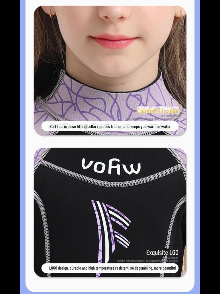 Children's 3.5mm Warm Velvet One-Piece Diving Suit for Surfing