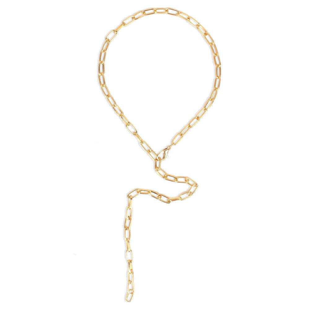 

Европейская и американская личность простое золотое цепочное ожерелье ожерелье сплав ключичная цепочка ожерелье ювелирные изделия женщины