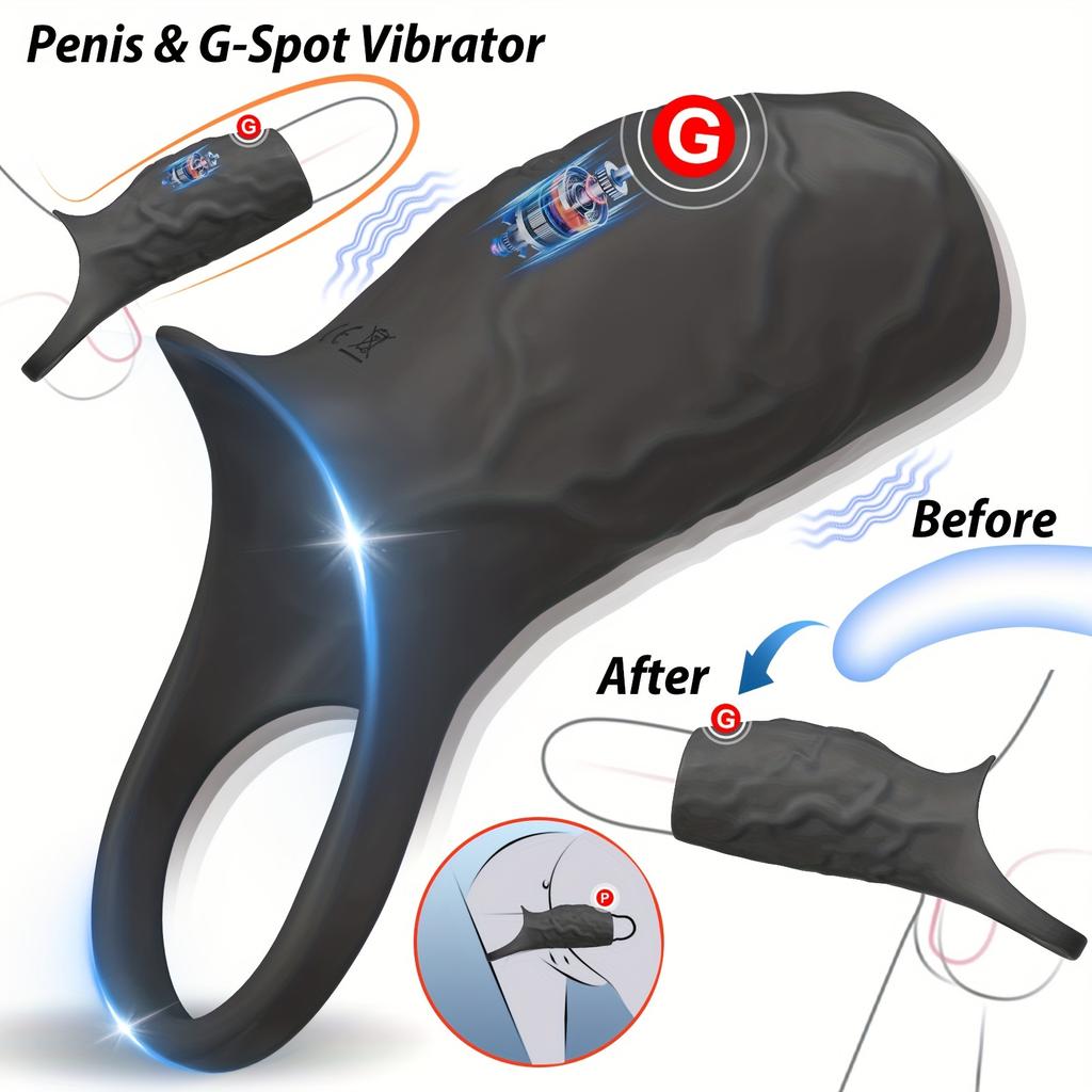 Vibrierender Penisring mit Penishülle, Sexspielzeug für Paare, Lust-Penisring, Vibrator, Penisvergrößerer zur Stimulation des G-Punkts des Penis und der Hoden