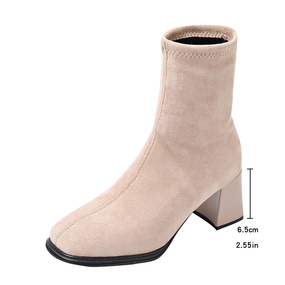 

Fashion Aphixta Beige Flannel Upper Concise Women Ankle Boots 6.5cm High Heel Modern Boots Shoes Woman Boats botines para mujeres Size42 36 бежевый