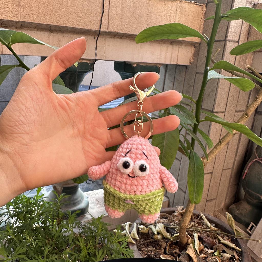 Handmade wool crocheted cartoon sunny day doll dog pig sheep chicken fox rabbit animal diy doll head key chain bag decoration