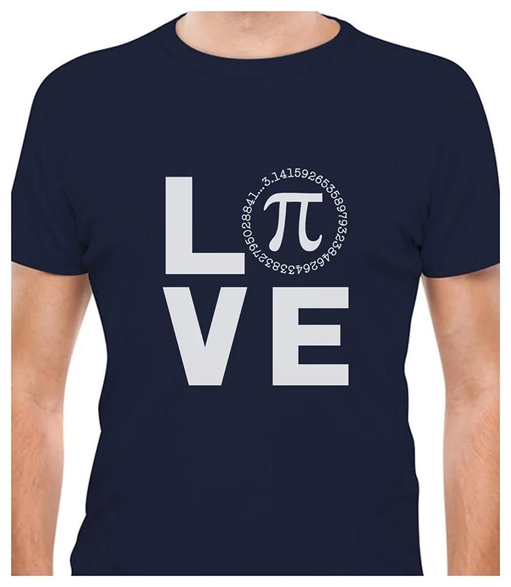 

Новинка Pi Любовь Футболка 100% Хлопок Круглый Вырез Летняя Короткий Рукав Повседневная Мужская Футболка Размер S3XL S