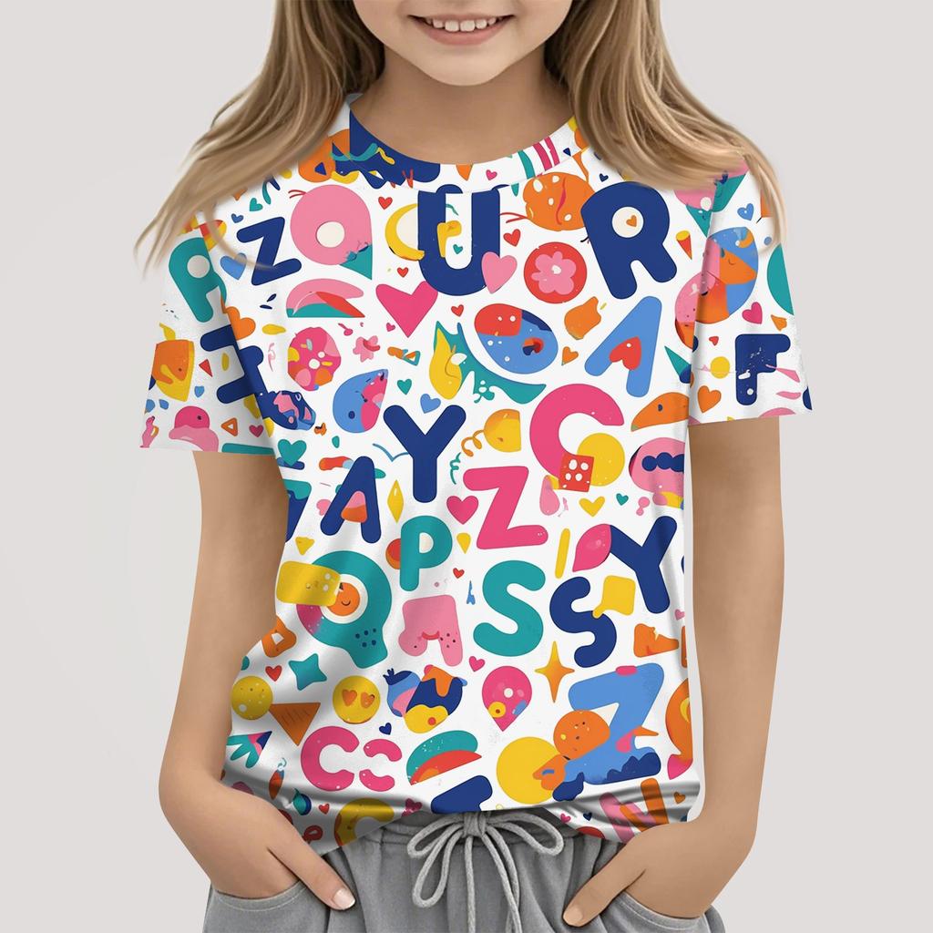 Toddler Girl Boy T-Shirts Kids Top Boys And Girls Printed Short Sleeved T-shirt