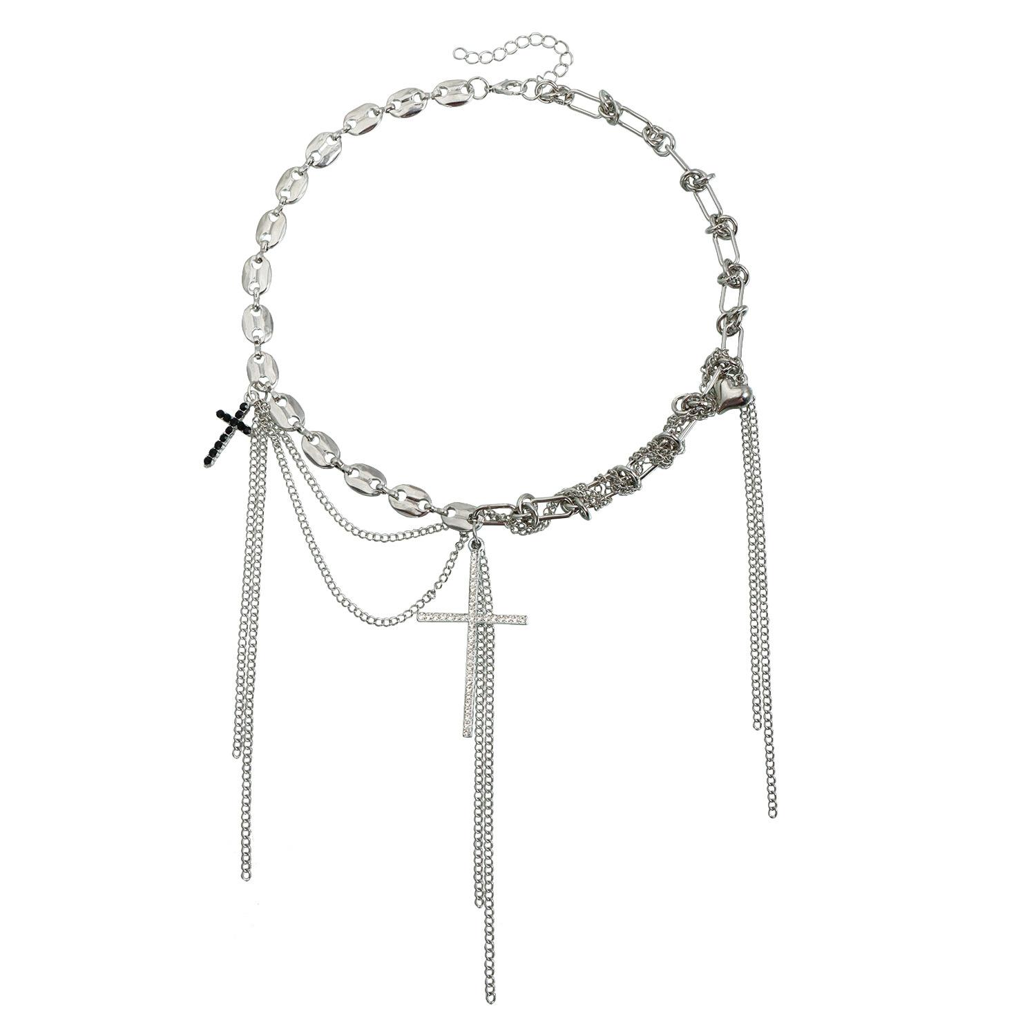 

Cross love necklace ins light luxury fashion style personality creative fringed pig nose chain