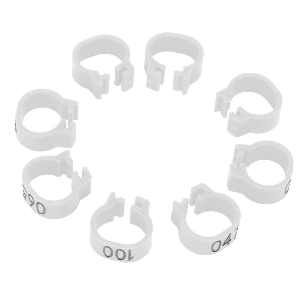 Inel de picior pentru păsări numerotat 001-100 Reutilizabil Porumbei Identificare Clip Accesoriu Păsări de Curte Alb