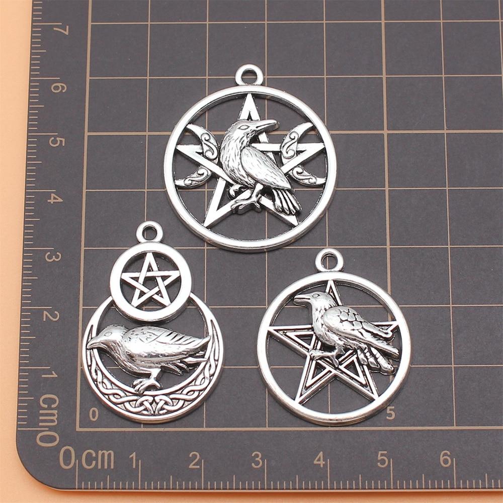 

Подвески, принадлежности для изготовления ювелирных изделий, колдовство, пентакль, ворона, находки Винтаж 3 шт./компл.