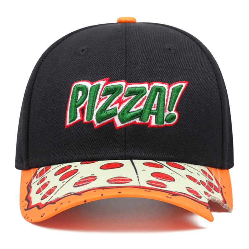 New Pizza Design Embroidered Baseball Hat Novel Trendy Hiphop Hat Sunshade Hat Unisex Outdoor Sports Leisure Decorative Hat