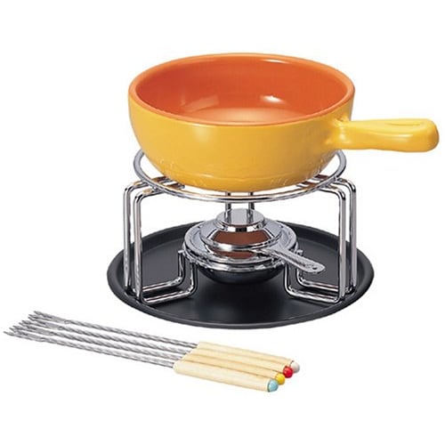 Peacock Cheese Fondue Set, Yellow, TPD-40