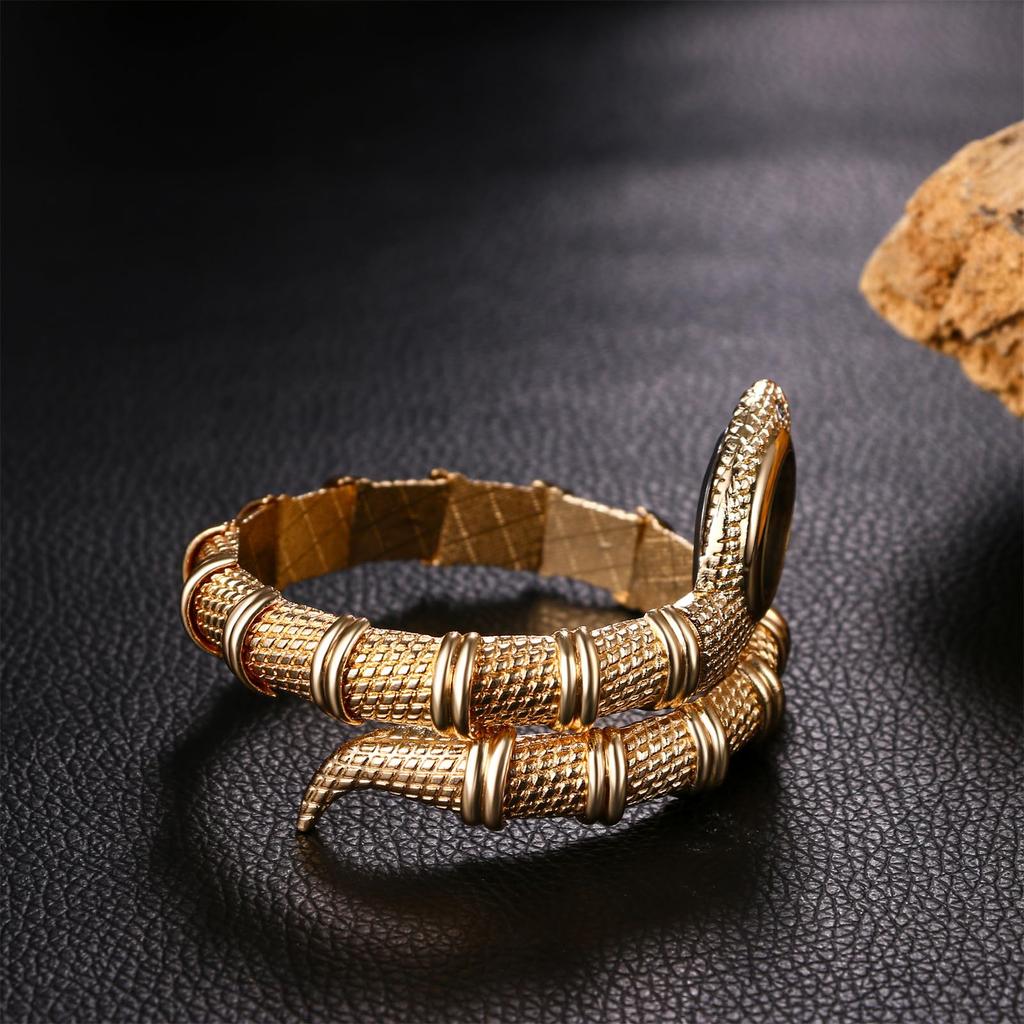 Snake Bracelet Watch: Analog Display, Waterproof, Stackable, Gold or Silver Quartz Watch, Cute Leisure Fashion Accessory - Perfect Gift for