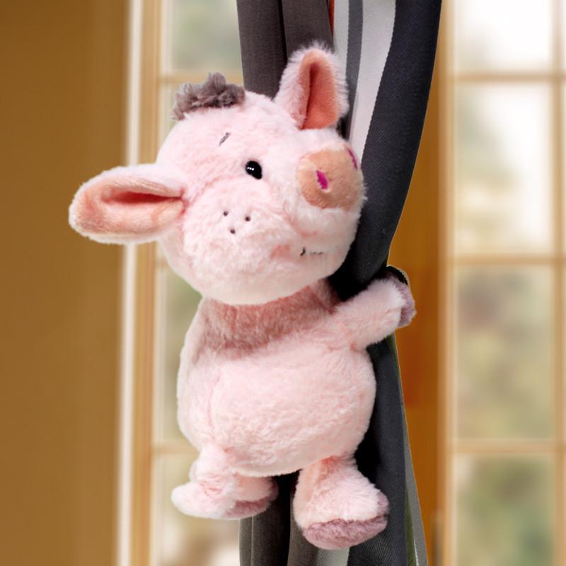 Animal Pig Plush Curtain Tieback Cartoon Doll For Childrens Decoration Window
