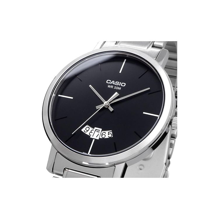 Casio Standard Series Pointer Display Casual Calendar Watch Quartz Movement Stainless Steel Strap Men Watches Black MTP-B100D-1EV