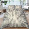 Gradient Color Duvet Cover Woodland Botanical Bedding Set Nature Rustic Tree Branch Leaf Comforter Cover Queen For Kids Adults