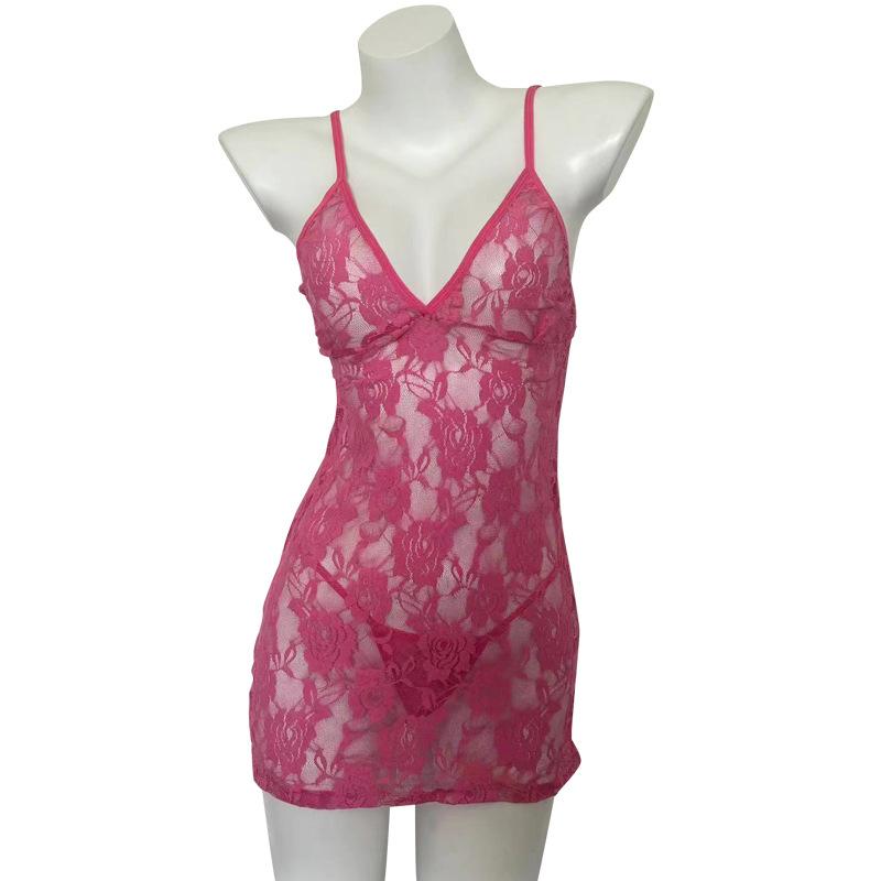 Sexy Underwear Sexy Low-cut Lace Perspective Sling Dress Slim-fit Pure Bed Gown