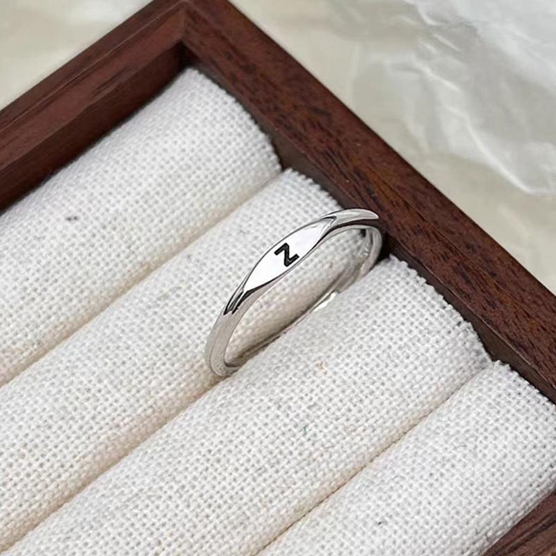 Silberner Koreanischer 26 Buchstaben A-Z Offener Ring Herren und Damen Ring Partnergeschenk Schmuck