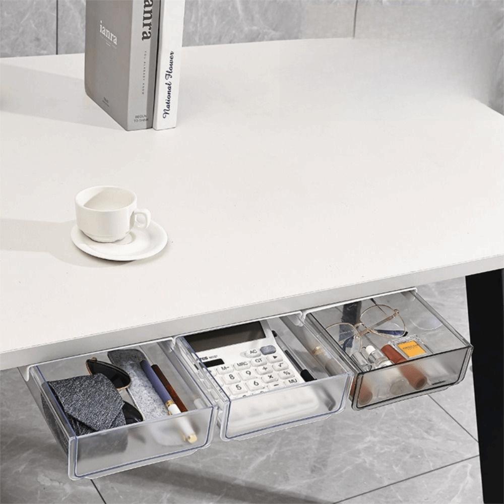 Slide Out Tray Under Desk Drawer Clear Desk Supplies Holder Stationery Storage Tray  Memo Rack