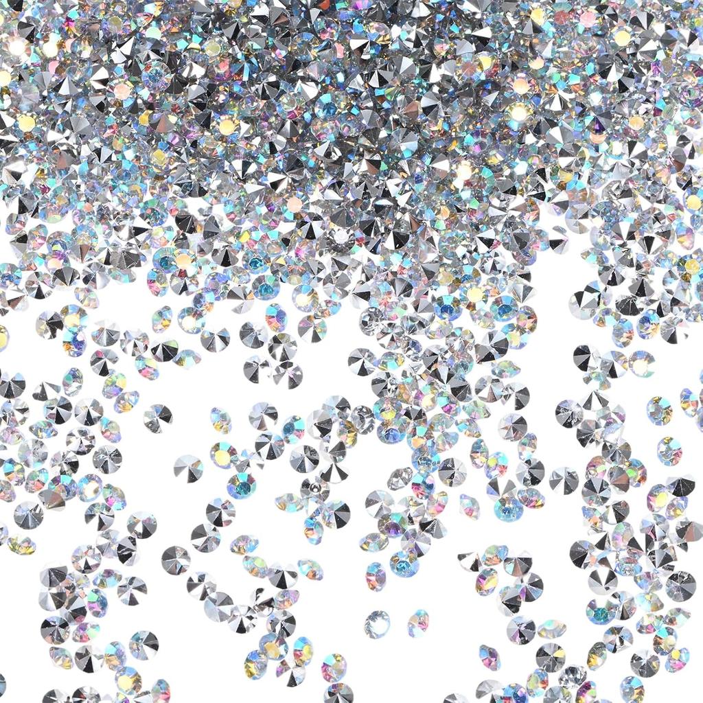 3600-Pack Acrylic Diamonds, 0.12 Inch/3mm Wedding Table Scatter Confetti Crystals for Vase Fillers/Art Craft, Acrylic Diamonds Gems [White AB]