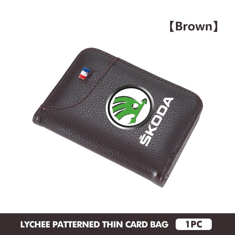 HAZJ3 Car Wallet Driver's Licence Insurance Card Holder Multi Pocket Wallet For Skoda S Kodiaq Octavia 2 3 Yeti Karoq Rapid Fabia VII