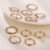 Rock Metal Geometric Round Punk Ring Set Open Index Finger Accessories Buckle Joint Tail Ring Women's Jewelry