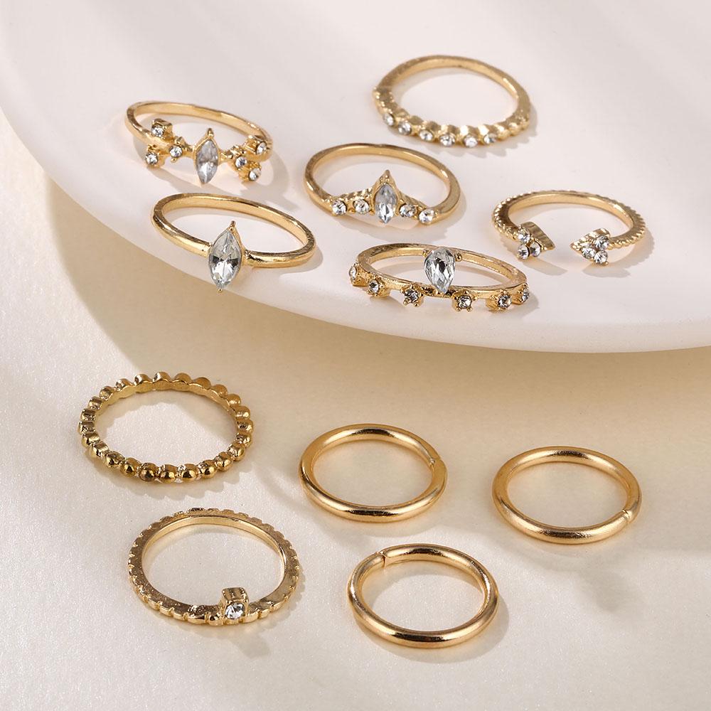 Rock Metal Geometric Round Punk Ring Set Open Index Finger Accessories Buckle Joint Tail Ring Women's Jewelry