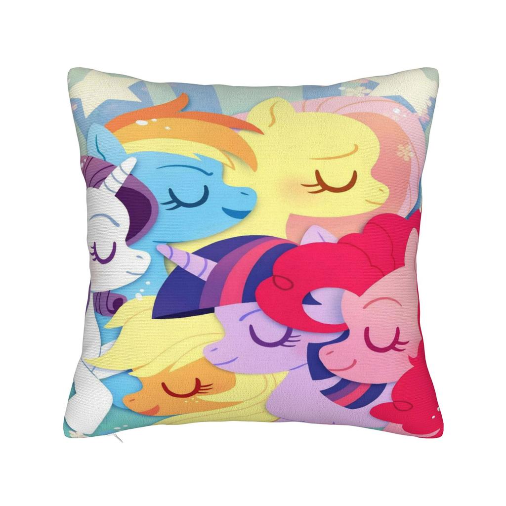 Cute M-My Cartoon P-Pony L-Little Pillow Cover Rainbow Novelty Pillow Case For Sofa Home Decor Soft Pillowcases Gift