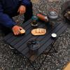 Venkovní Kempingový Skládací Stůl Přenosný Piknikový Barbecue Stolek Ultralehký Skládací Stolek s Rolovací Deskou Kempování Turistika Rybaření Kovové Stoly