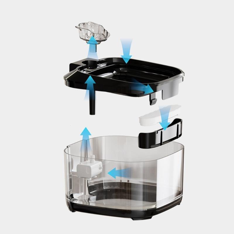 Automatic Pet Water Dispenser 5L Capacity USB Powered Cats Dog Fountain With Quiet Pump and Circulating Hydrations Systems