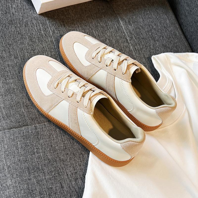 

Cowhide~ маленькие белые туфли женские ретро тренировочные повседневные кроссовки на шнуровке для бега спортивные универсальные туфли на плоской подошве 44 (men s) белый