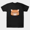 Asian Size Men Black Print T-shirt Funny Orange Tabby Cat With Grumpy Face No-Cut Print Cotton Tshirt