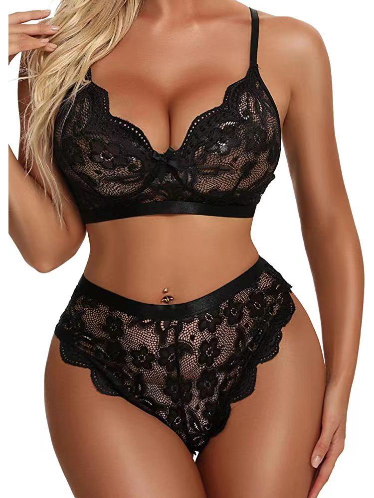 

Европейский и американский кружевной сексуальный комплект нижнего белья из двух частей XL