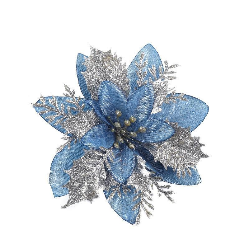 Gold Glitter Christmas Flower Vine Garland for Doors and Windows