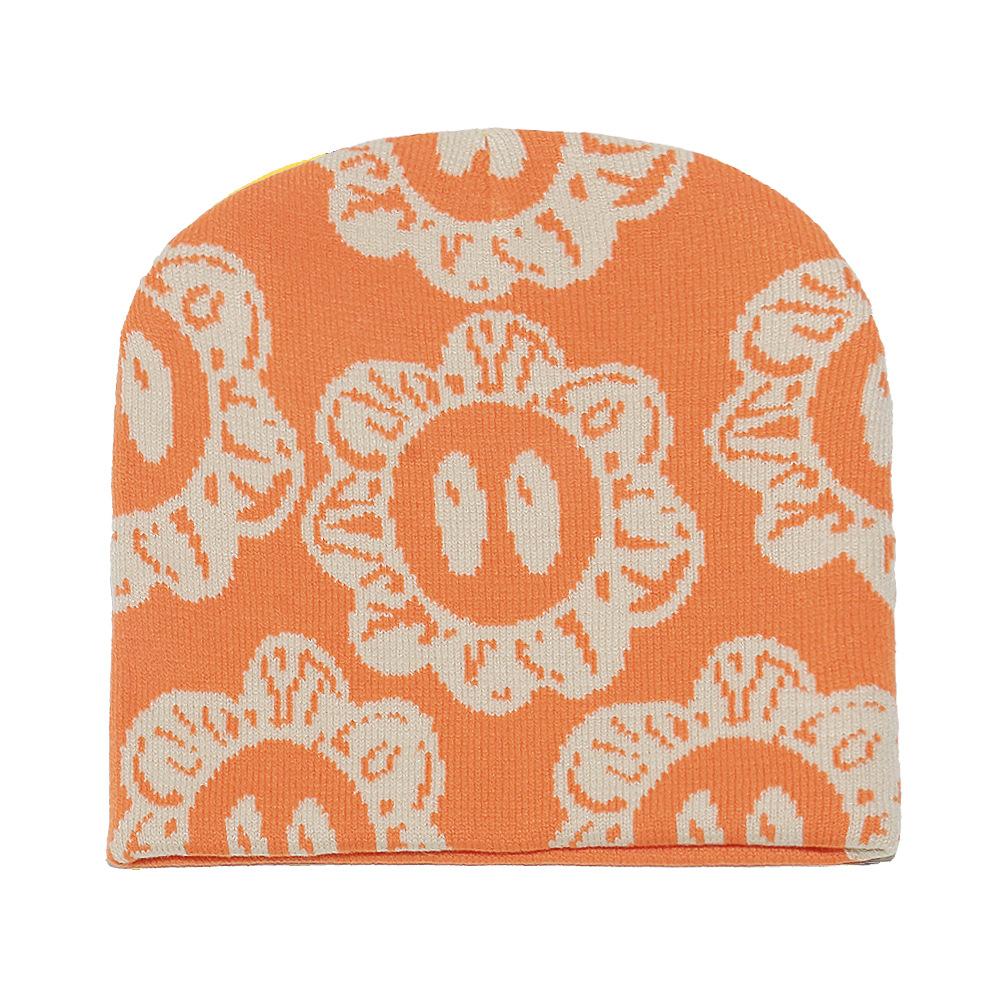 Cold Hat Internet Celebrity Jacquard Sun Flower Knitted Wool Hat Warm Pullover Hat Wholesale