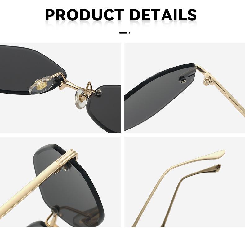 Neutral-Style Frameless Polygonal Sunglasses UV-Protective Lenses Essential UV400 Sunglasses for Outdoor Travel and Vacations