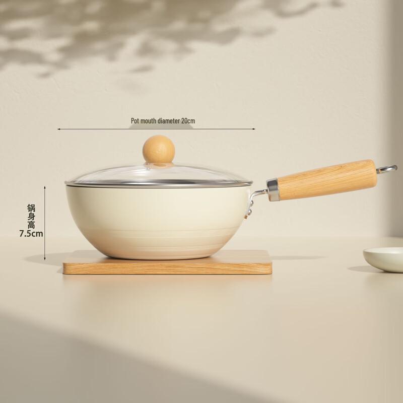 ZISIZ 20cm Solo Ceramic Wok with Lid