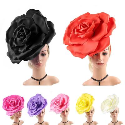 Exaggerated Rose Flowers Fascinator Hat Wedding Bridal Mardi Gras Headpiece  for Women