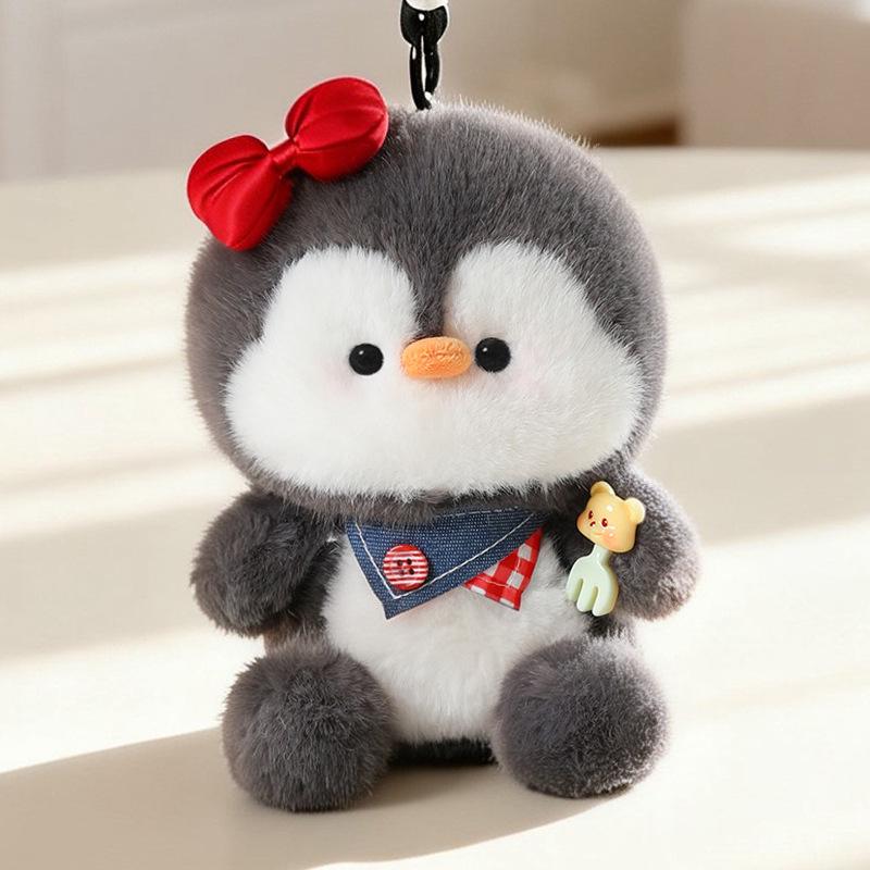 Navy Penguin Doll Keychain: Cute Heart Backpack Charm for Women
