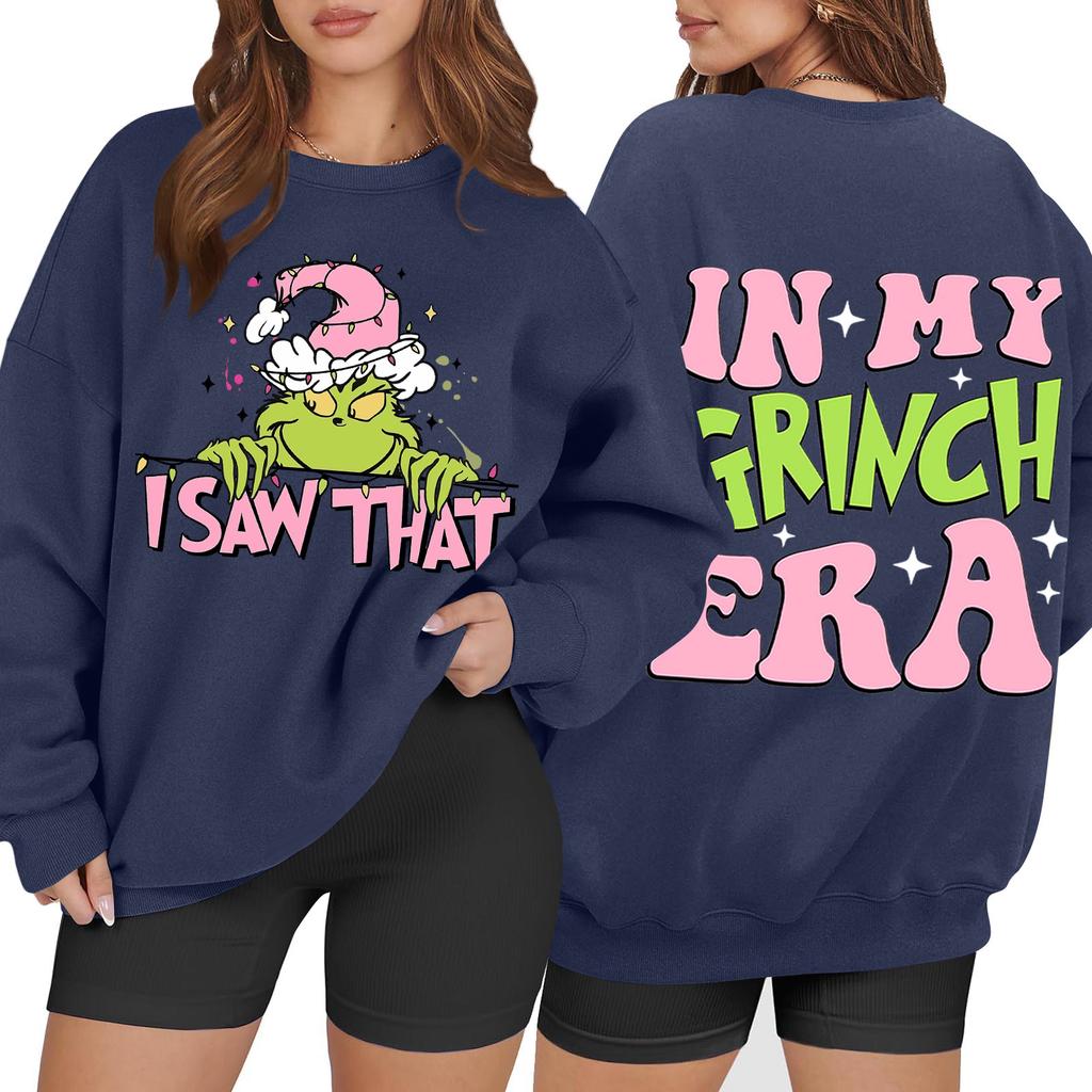 Women's Casual Fashion Long Sleeve Christmas Printed Round Neck Sweatshirt Top