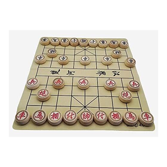 Chinese Shogi Folding Wooden Pieces Leather Shogi Board Shangqi