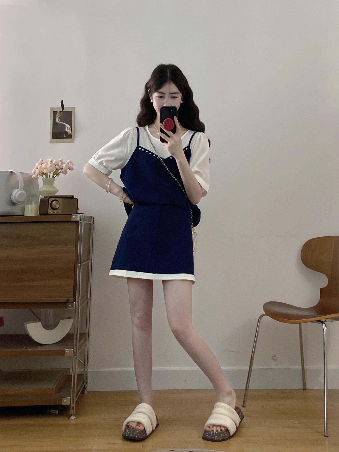 2026 Plus Size Women s Summer Casual Patchwork Skirt Set L