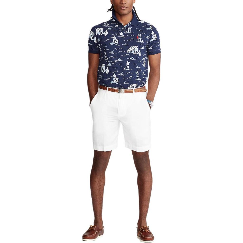 Polo Ralph Lauren Sport Bedrucktes Kleines Pony Logo Besticktes Kurzarm-Poloshirt Herren Poloshirts Marineblau MNPOKNI1N821197-400