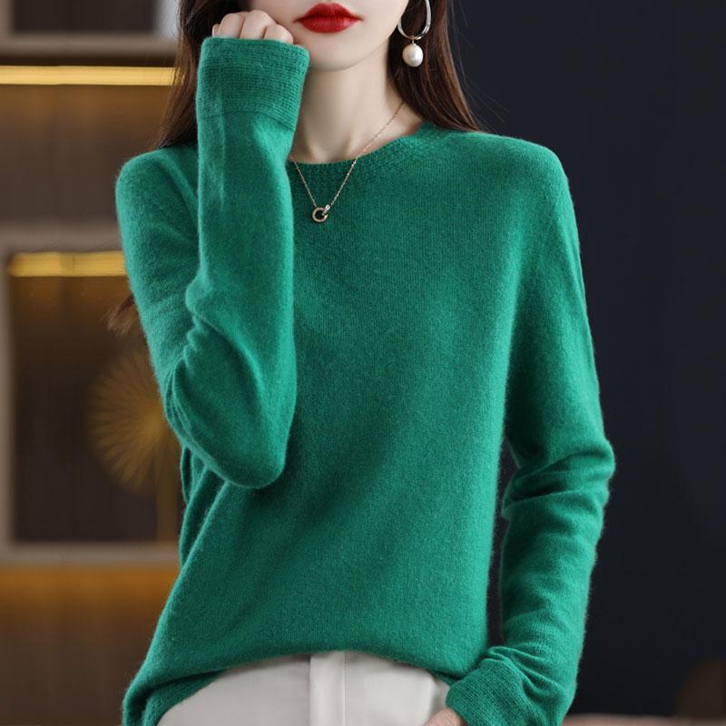 Kashmirtröja för kvinnor Qinghe kashmir 30% kashmir 70% ull Damtröja i höst och vinter i kashmir mjuk och varm