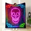 Neon Skull and Bats Design print blanket soft and cozy perfect for the living room bed sofa or a nap,gift