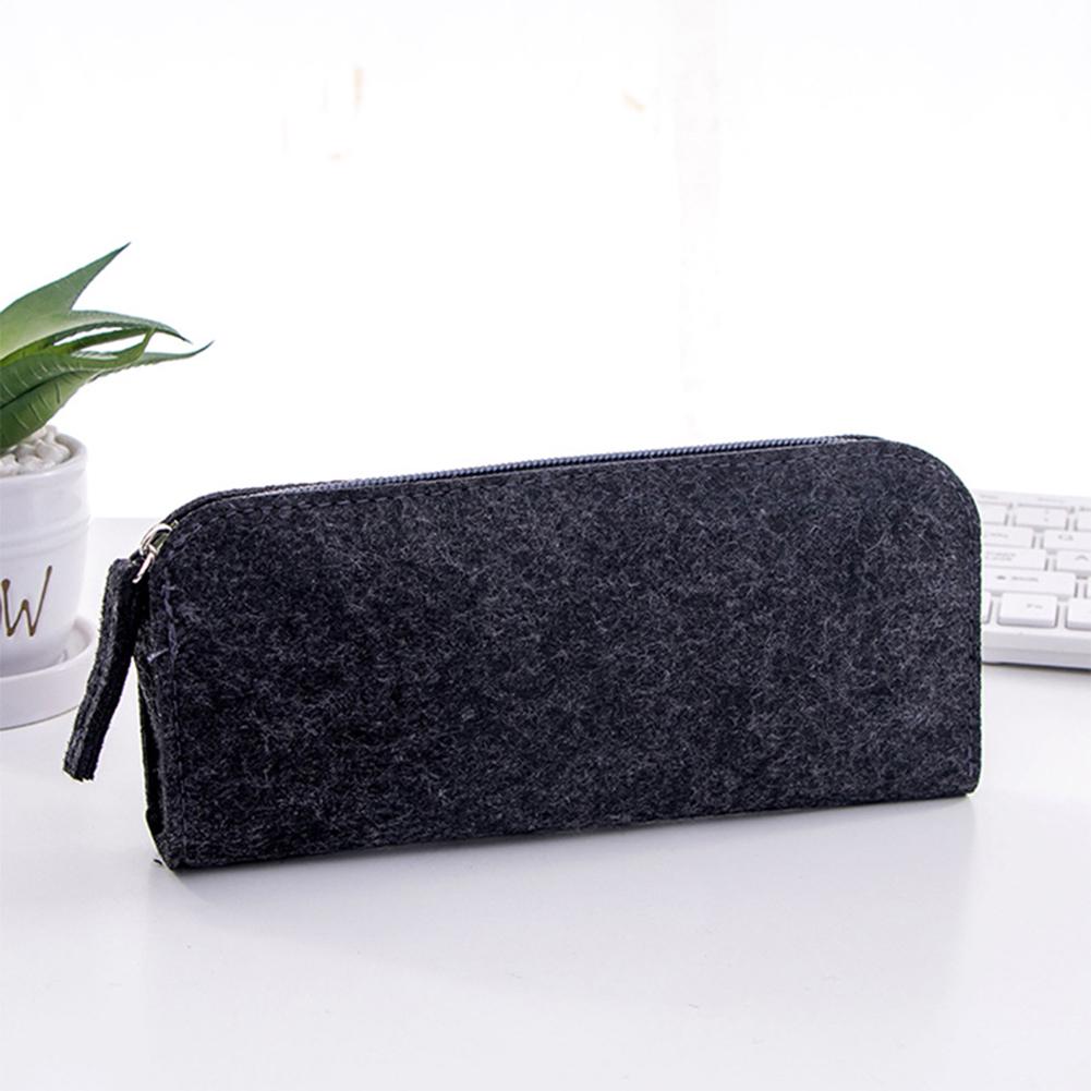 Stationeries Round/Flat Zipper Large Capacity Student Stationery Storage Pen Bag Pencil Case