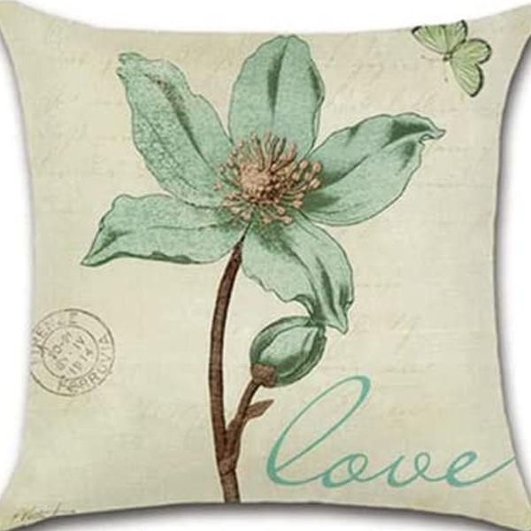 Retro Plant Floral Print Linen Pillow Case Home Living Room Sofa Car Cushion Pillow