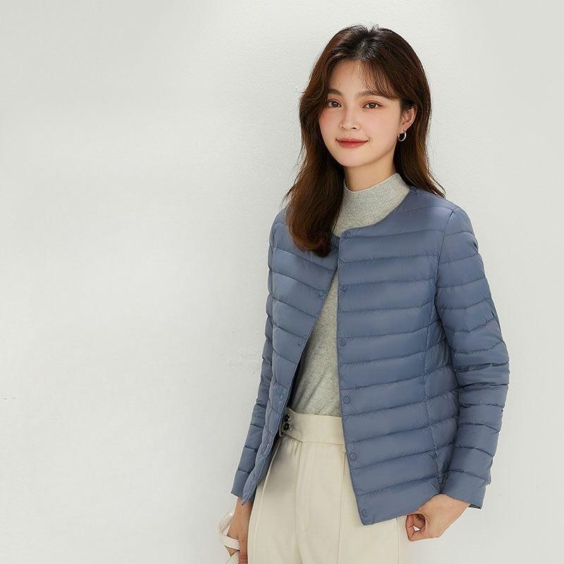 Women's V Neck Long Sleeve Lightweight 90% White Duck Down Jacket Inner Liner Coat