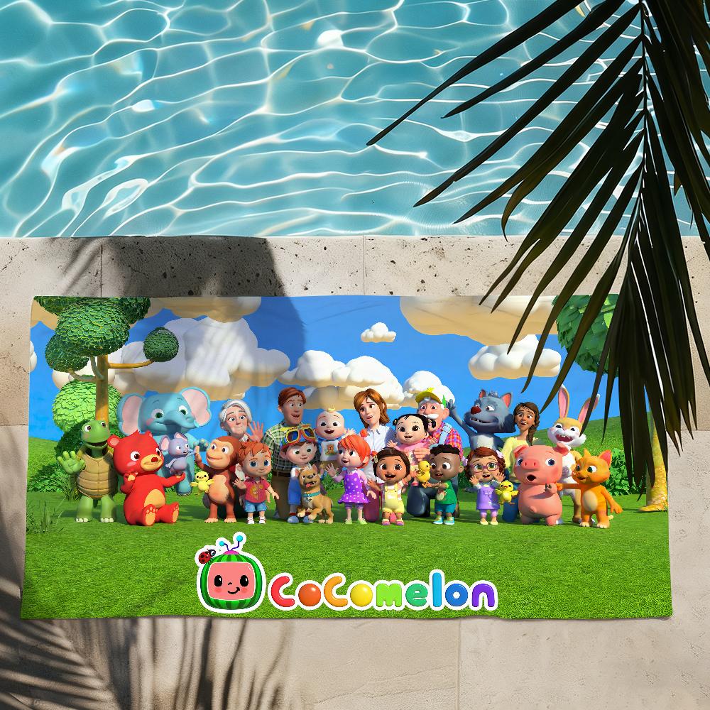 Cute Happy Children Towel Shower Sauna Travel Spa Quick Dry Gym Accessories Soft C-CoComelonS-S Large Beach Towels W30*H60(CM)