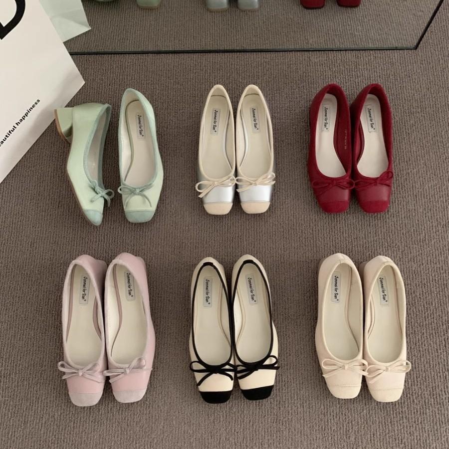 French Evening Bow High Heel Shoes Light Mouth Shoes Women's Shoes Summer Fairy Style Mary Jane Shoes Ballet Shoes